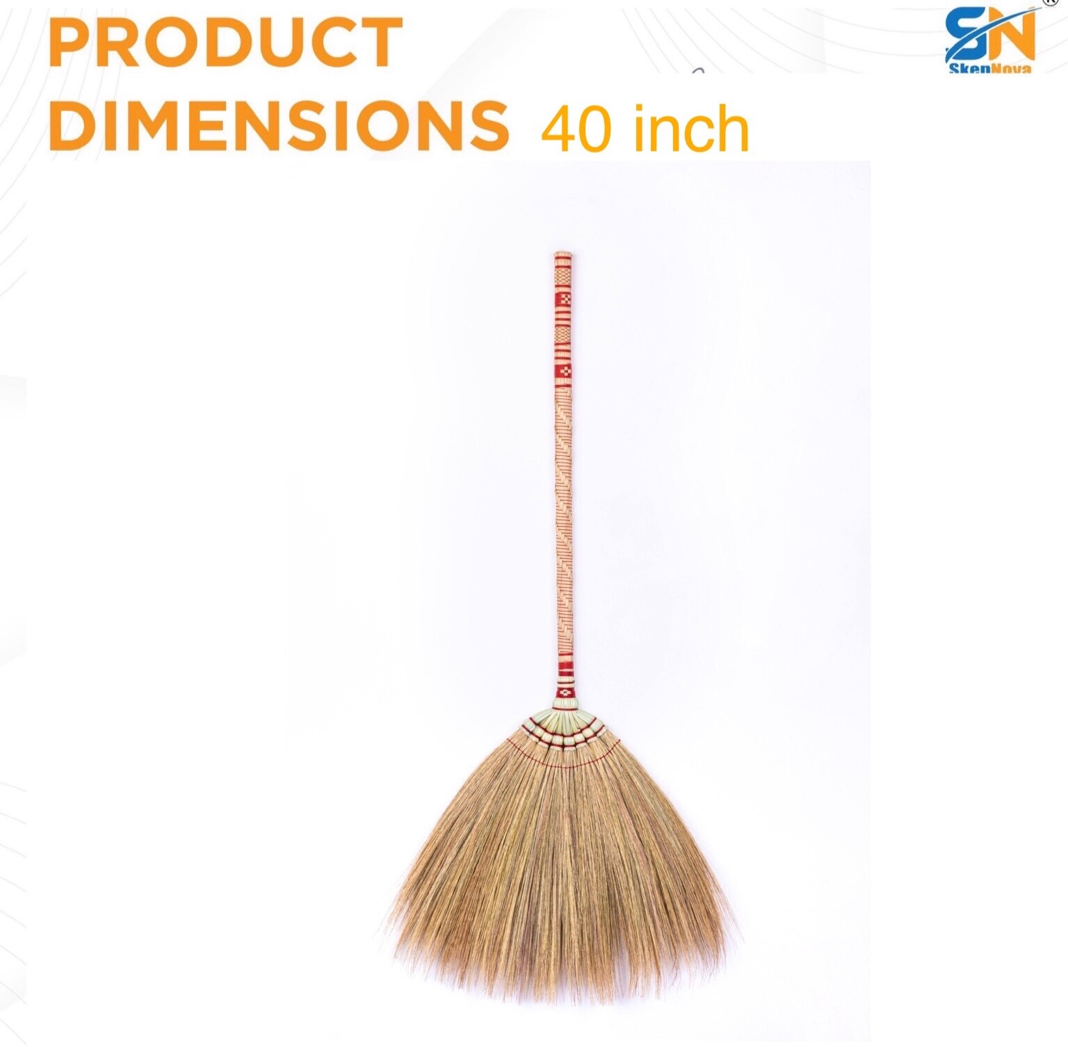 Asian Broom Grass Bambo Stick Embroidery Woven Nylon Thread Handle Size 40 inch