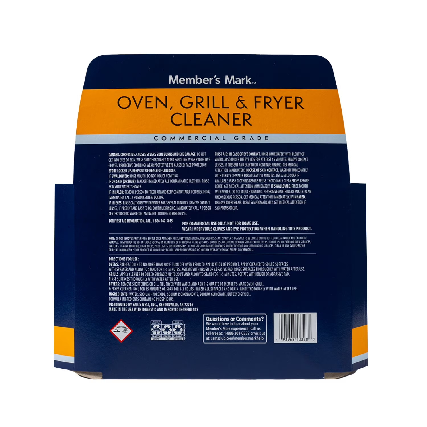 Member’s Mark Commercial Oven, Grill and Fryer Cleaner, 32 oz., 3 pk.