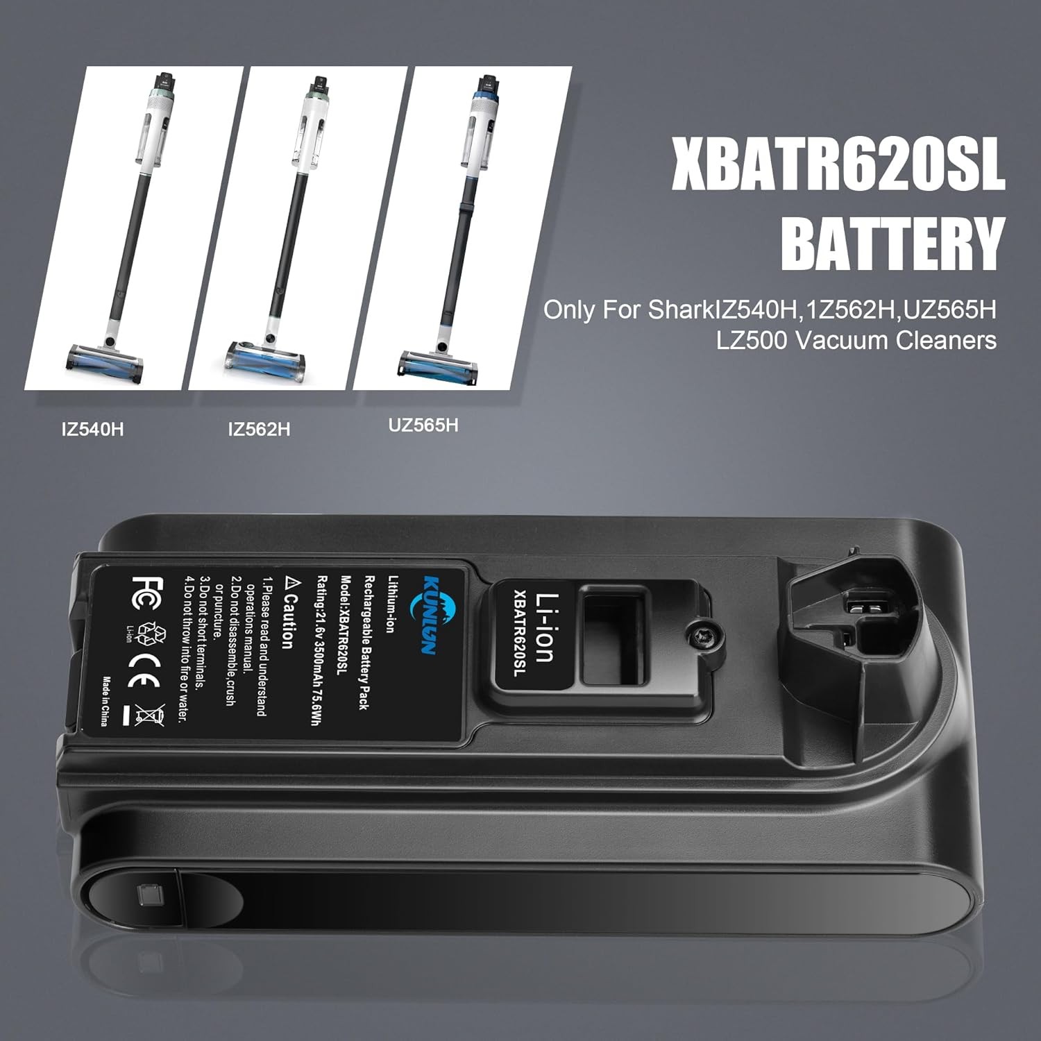 21.6V XBATR620SL Battery Compatible for Shark Stratos Vacuums IZ540H IZ562H