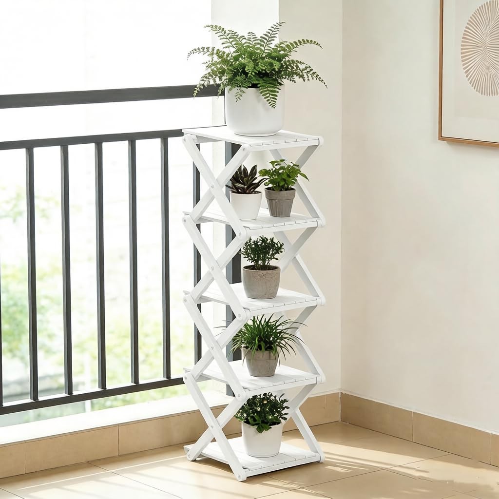 Bamboo Shoe Rack – No Assembly Required, Tall Narrow Foldable Shoe Organizer,…