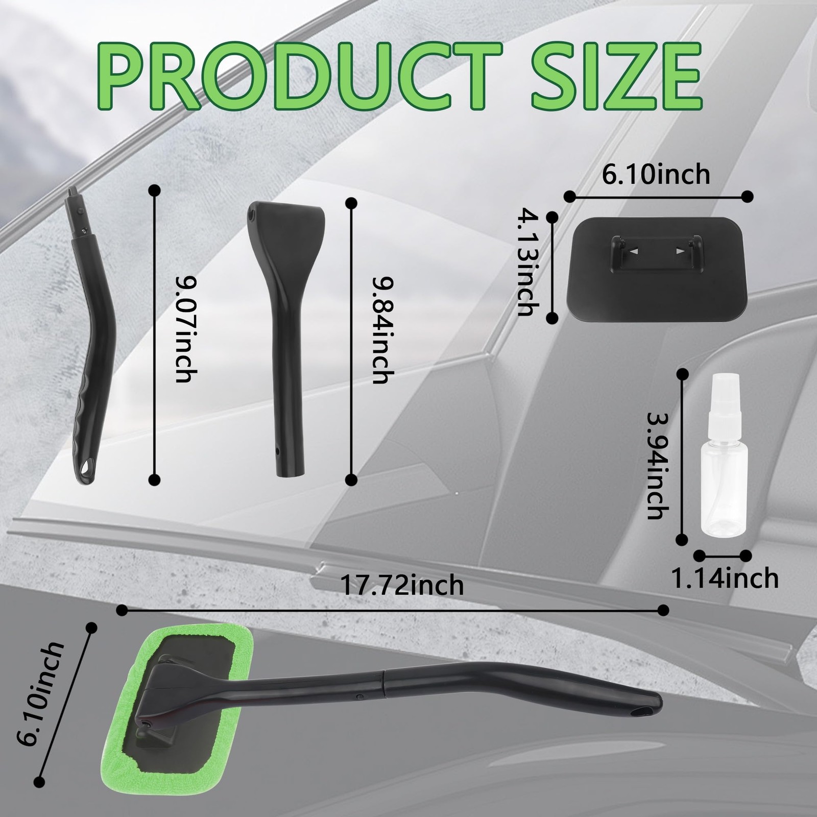 Car Windshield Cleaning Tool Microfiber with 4 Washable and Reusable Cloth Pad
