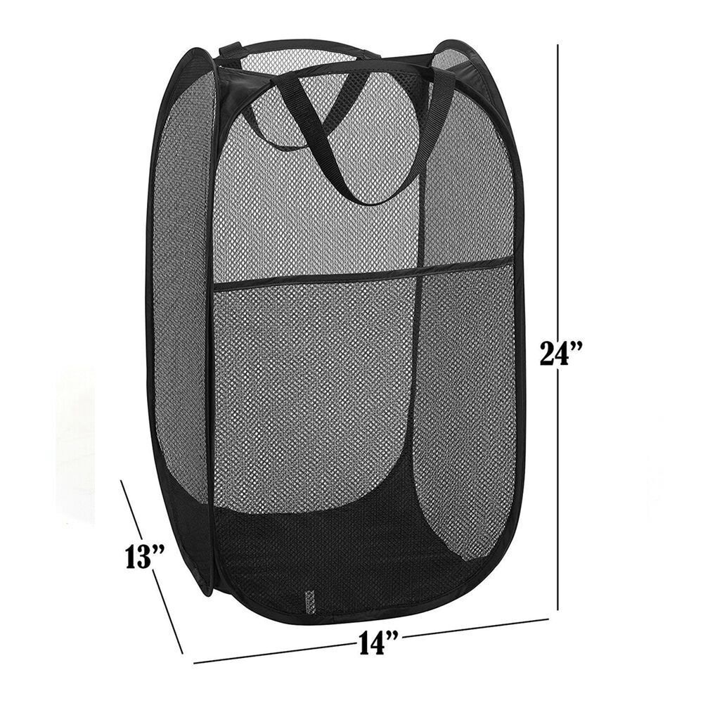 2 Packs Collapsible Pop up Laundry Bag Foldable Hamper Large Mesh Clothes Basket