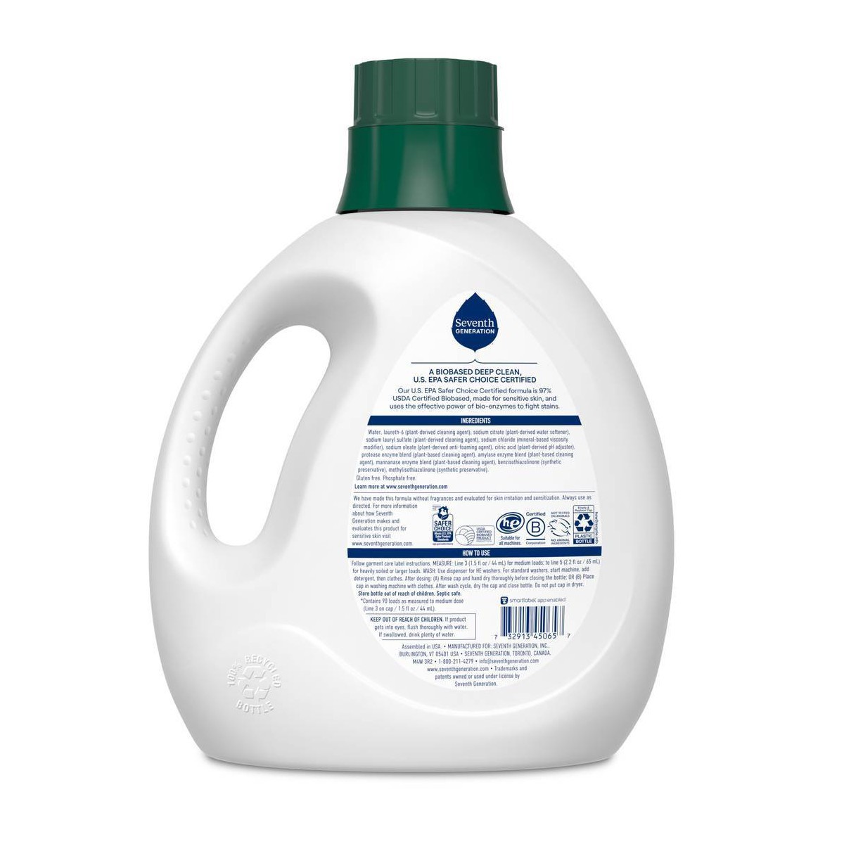 Seventh Generation Liquid Laundry Detergent – Free & Clear – 90 fl oz
