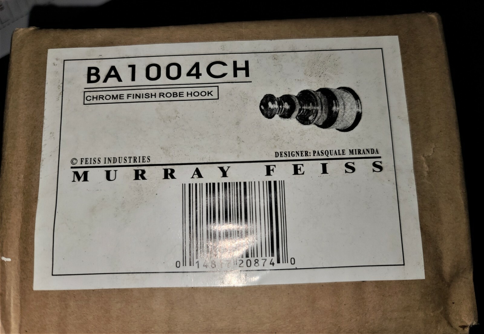 ROBE HOOK chrome Murray Feiss BA1004CH Devonshire not generally available