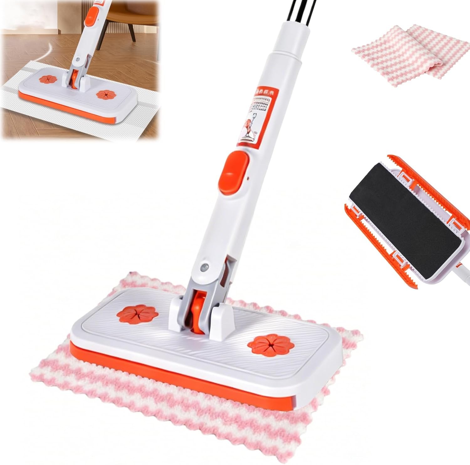 Snap Grip Mini Mop Set Lazy Mop Automatic Gripping Convenient Cloth Changing