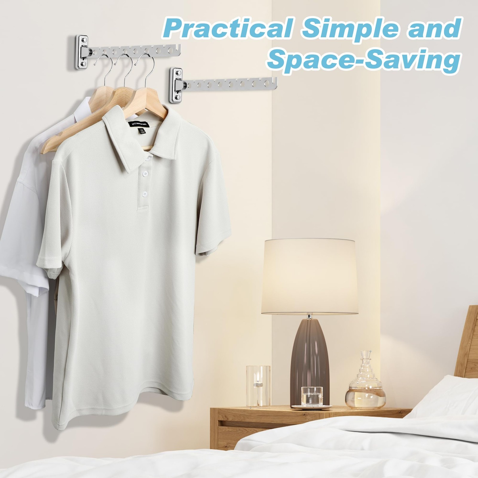 folding Clothes Hanger Rack Stainless Steel Wall Mounted Drying Rack Space Savin