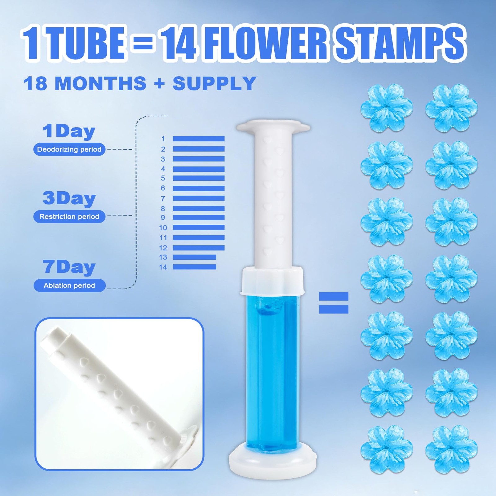 Toilet Gel Stamps, 6 Pack 84 Count Flower Shaped Toilet Bowl Cleaner Gel