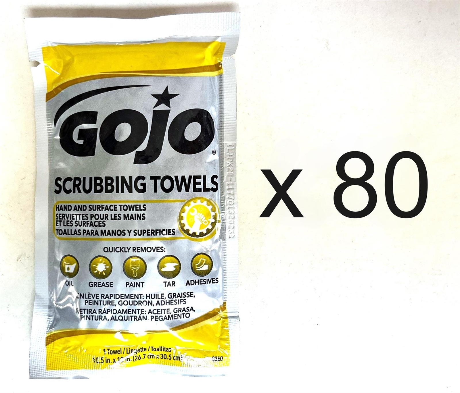 GOJO 6380 Hand SCRUBBING TOWELS 80 Count INDIVIDUALLY PKG