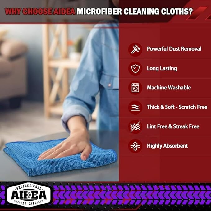 Microfiber Cleaning Cloth Set of 50 Towel Rag Car Polishing Detailing No-Scratch