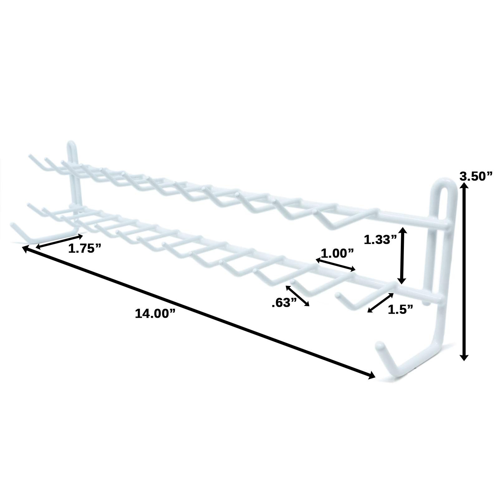 Wall Mount Tie and Belt Rack Organizer, White (2 Pack)