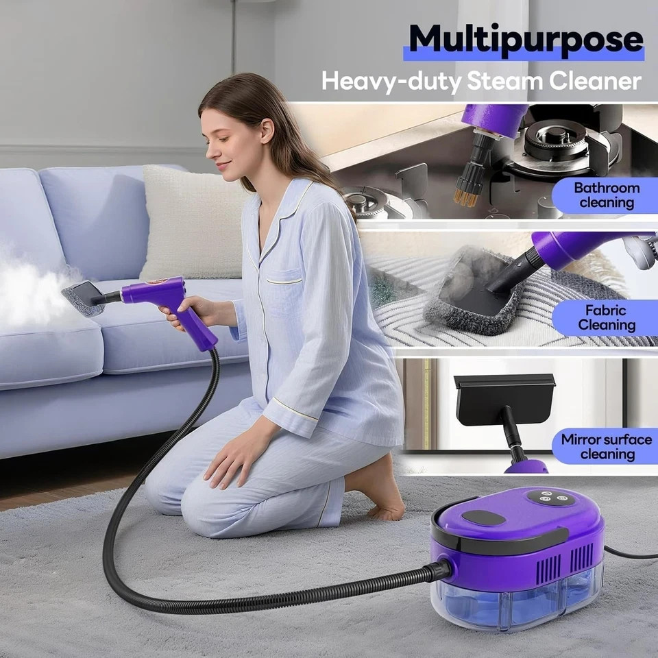 Fast Heating Handheld Steam Cleaner – 15-in-1 High Pressure for Home & Car