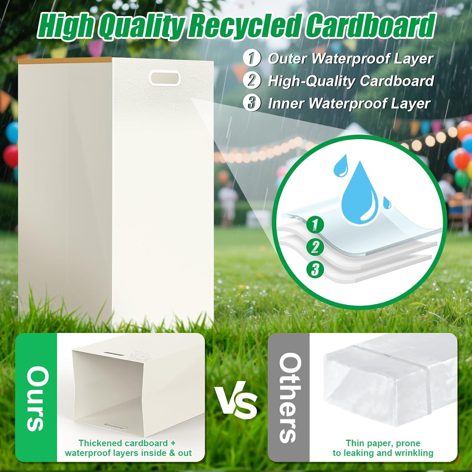 30 Gallon Disposable Trash Cans with Built-in Handles, 4 Pack Extra Large