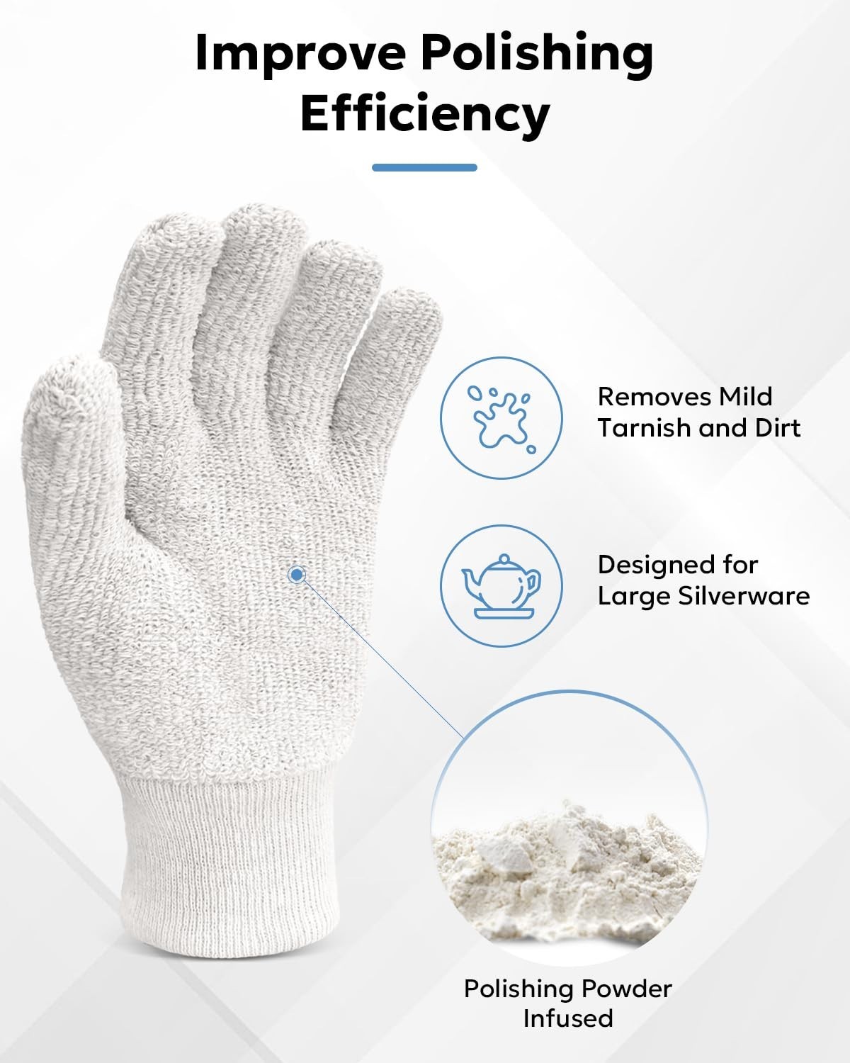 EvridWear Sterling Silver Polishing Cleaning Gloves with Terry Loop Cloth
