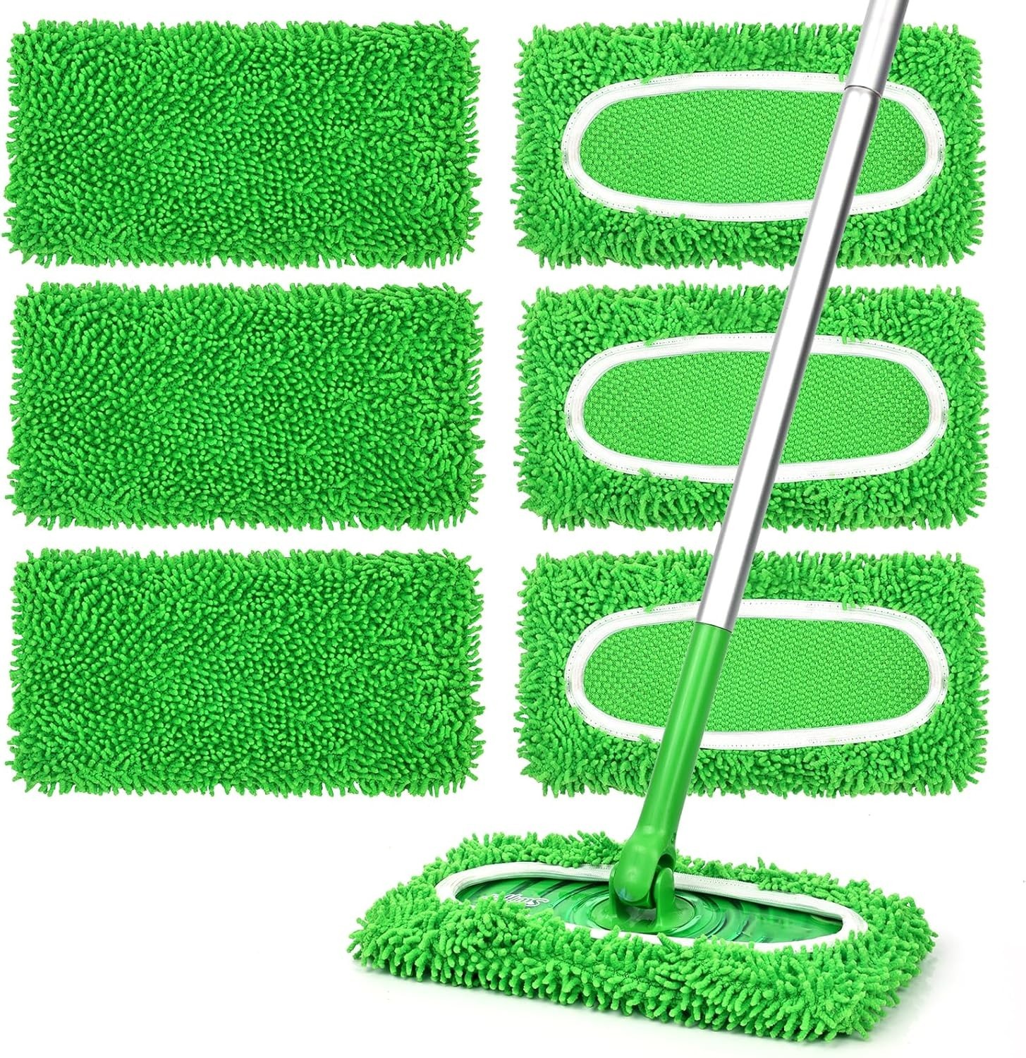 Versatile Reusable Mop Pads – 6 Microfiber Refills for Any Floor Surface