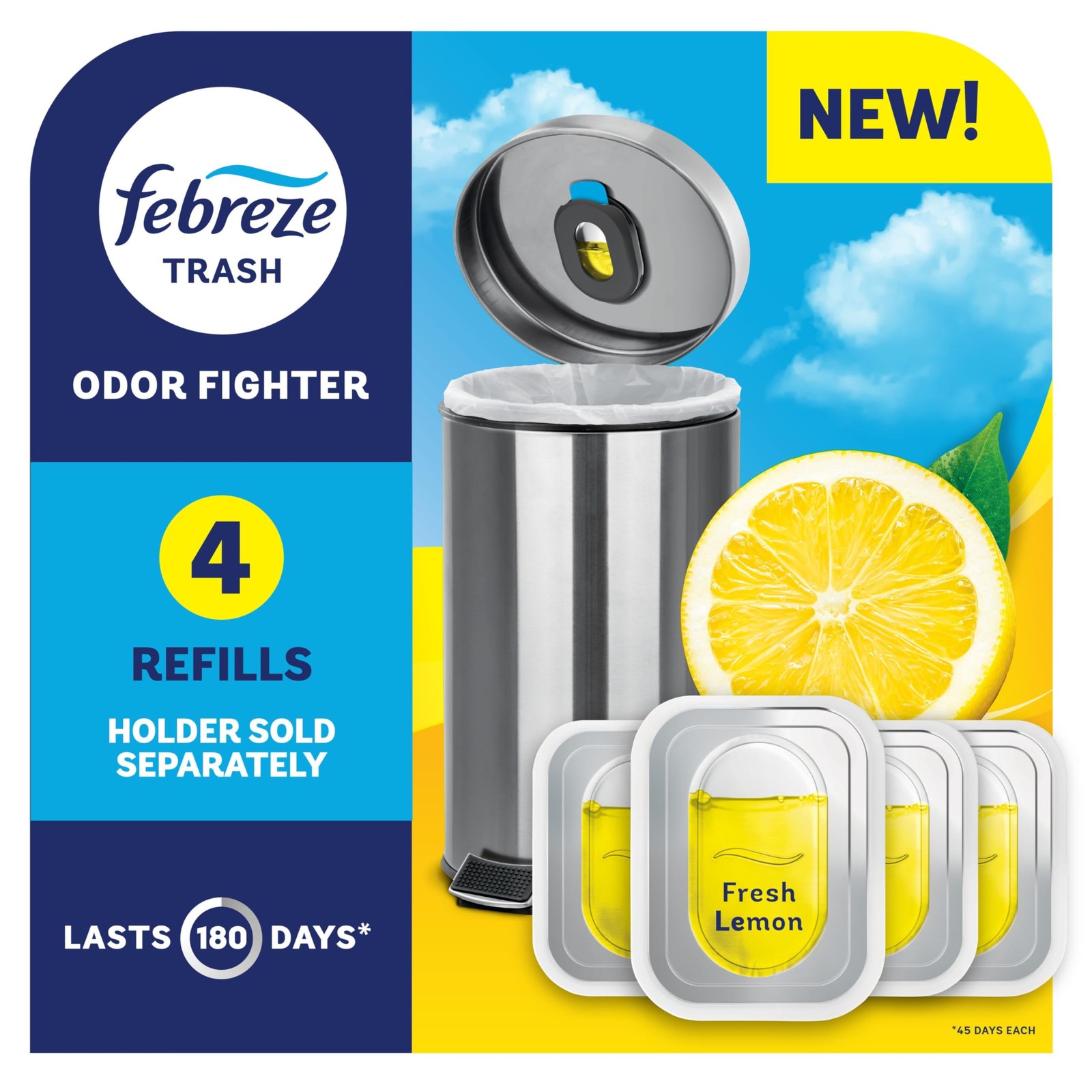 Febreze Trash Odor Fighter, Can Air 0.66 Fl Oz (Pack of 1), Purple