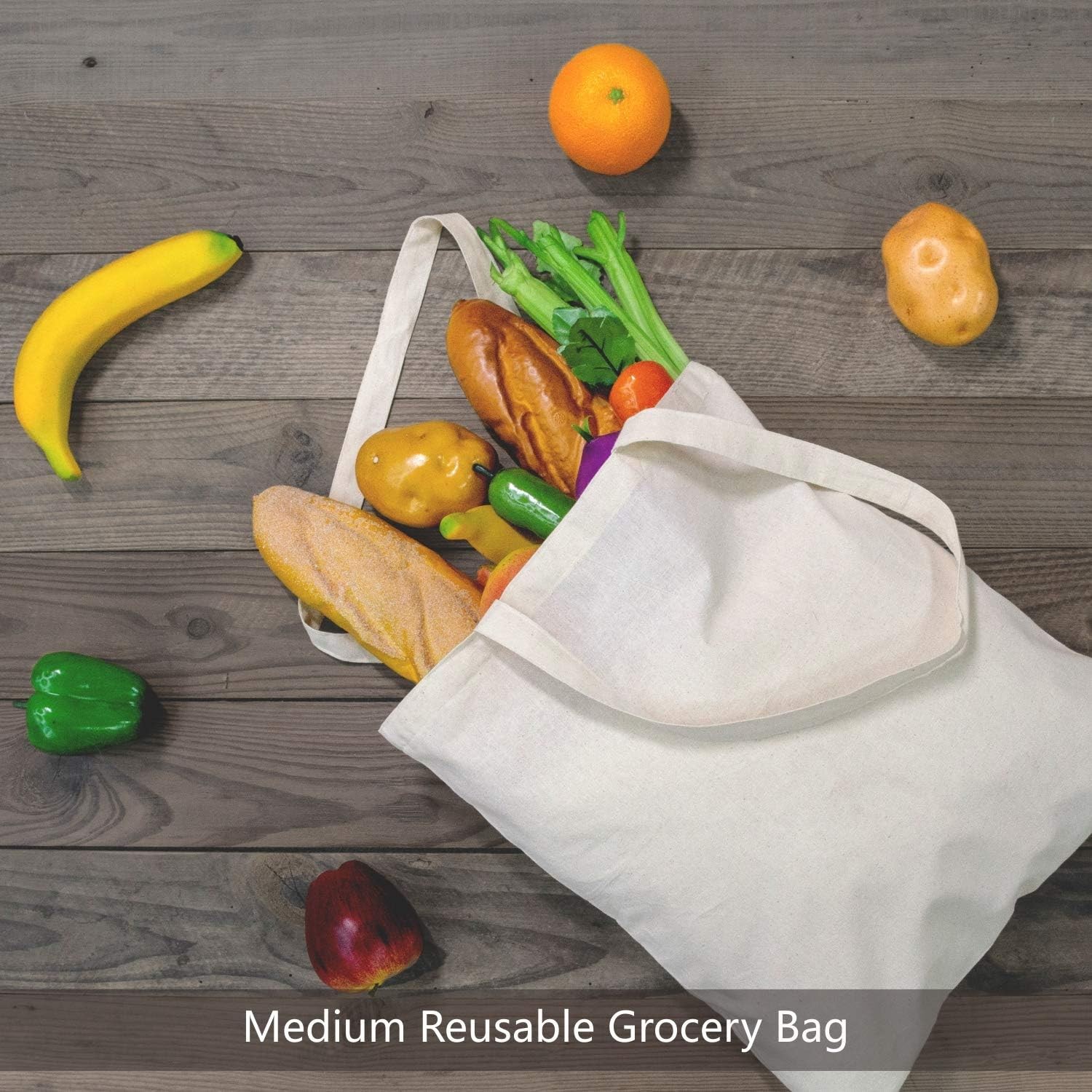 TOPDesign 48-Pack Economy Cotton Shopping Tote Bags (16″ x 15″) — Reusable