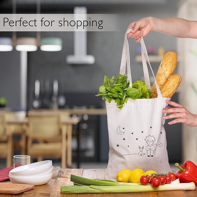 White Reusable Tote Bag Grocery Cotton Lightweight Eco Bag Unisex Dreamer Bag