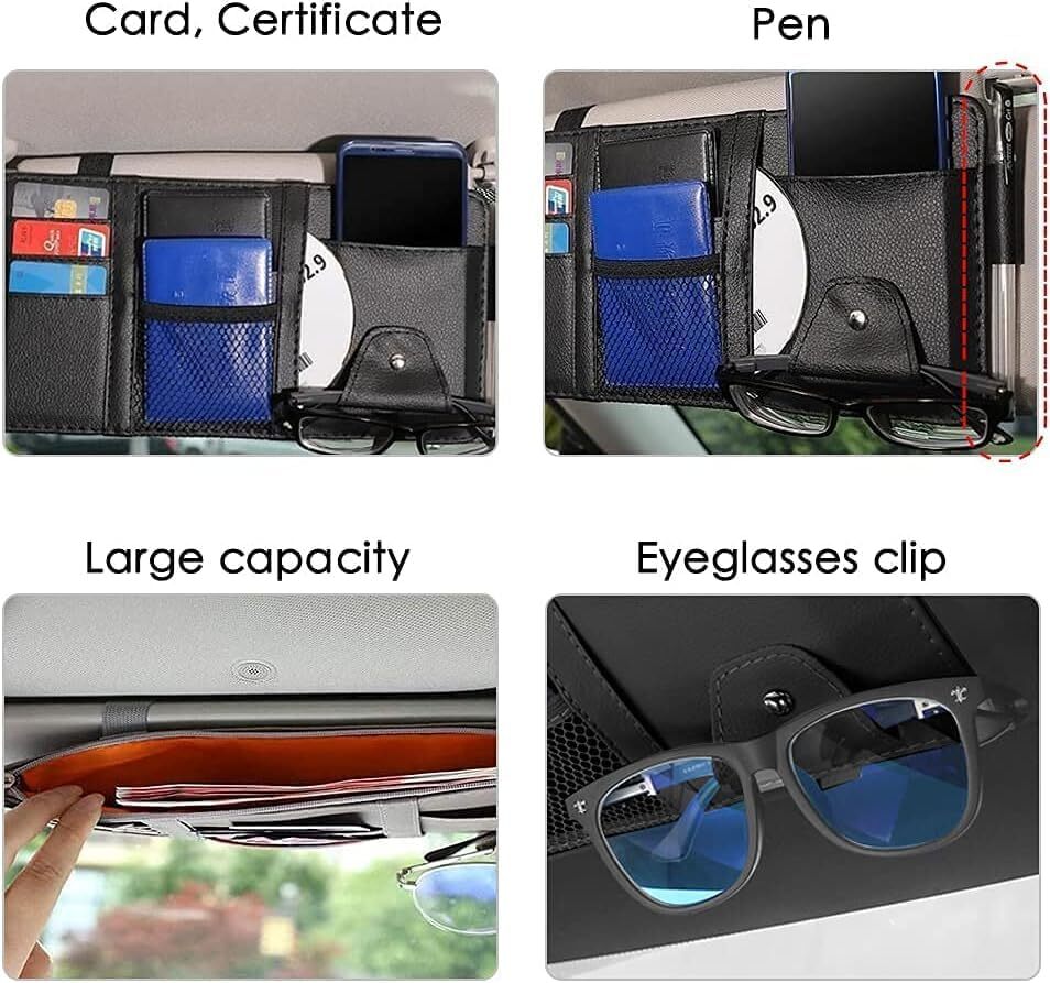 Car Sun Visor Pocket Organizer Personal Belonging Storage Pouch for Trucks Car
