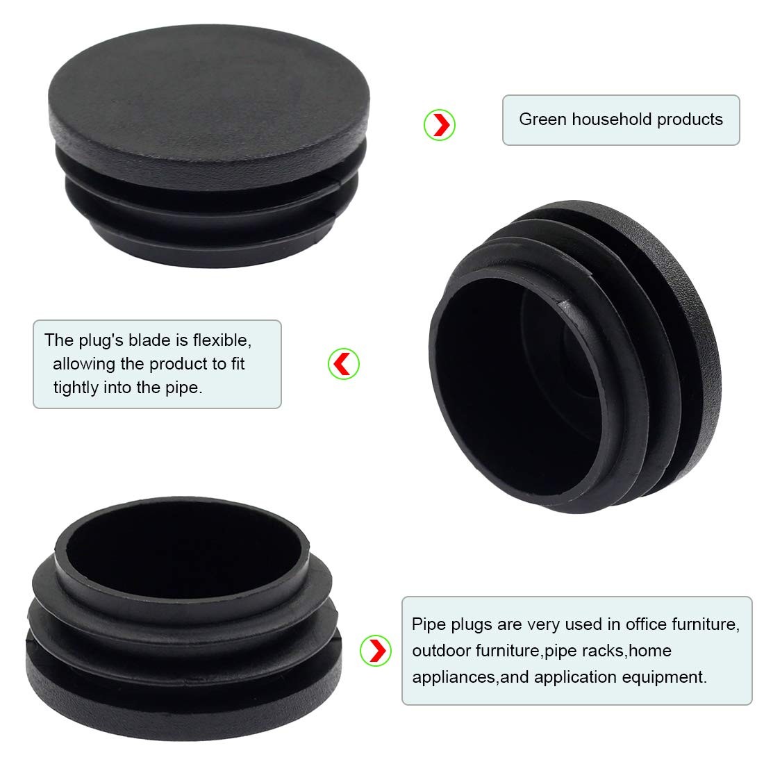 Suiwotin 4PCS 32mm (1 1/4 Inch) Round Plastic Plug, 32 x 32, 4 Pack