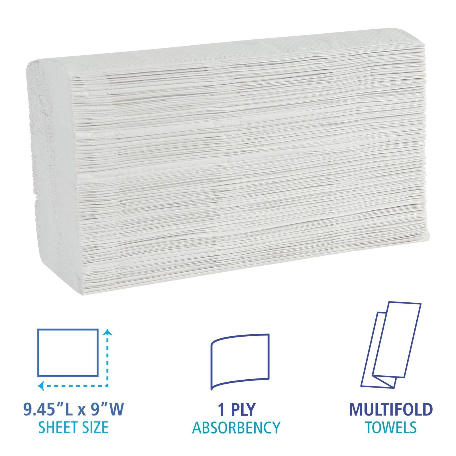 Boardwalk Hand Towels 1-Ply 9×9.45 250/Pack 16 Packs White