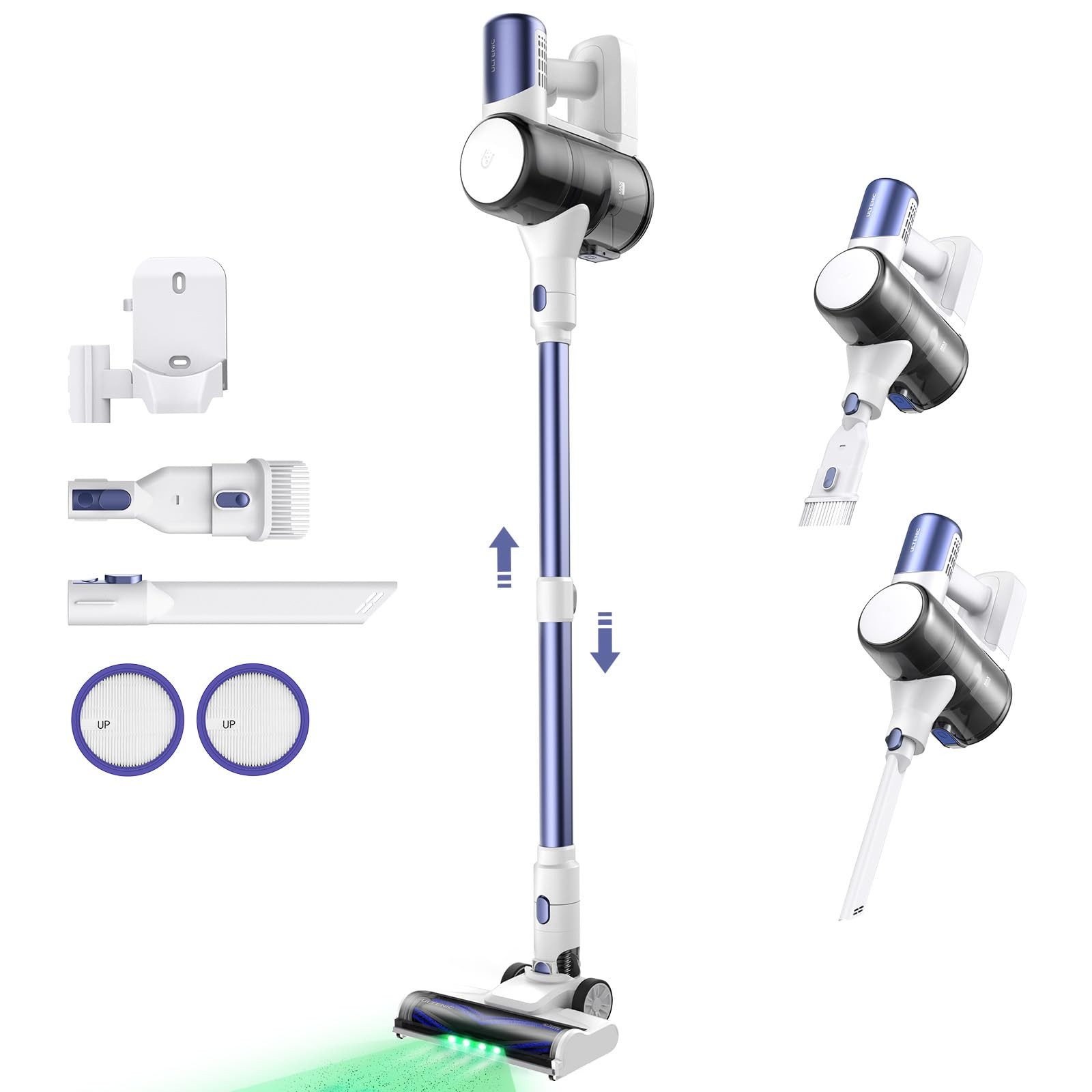 Cordless Vacuum Cleaner, 45KPa 500W Stick Vacuum Rechargable, Max 40mins Runt…