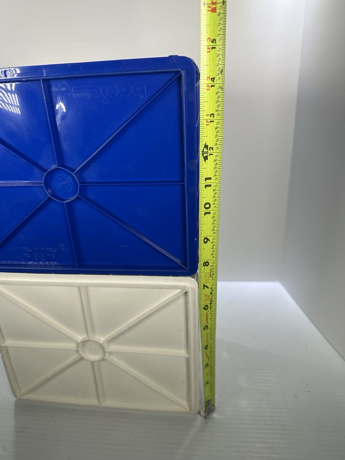 Yaffa Blocks Storage Crate Bin Stackable Set Of 2 Small Mini White Blue Desk 9”