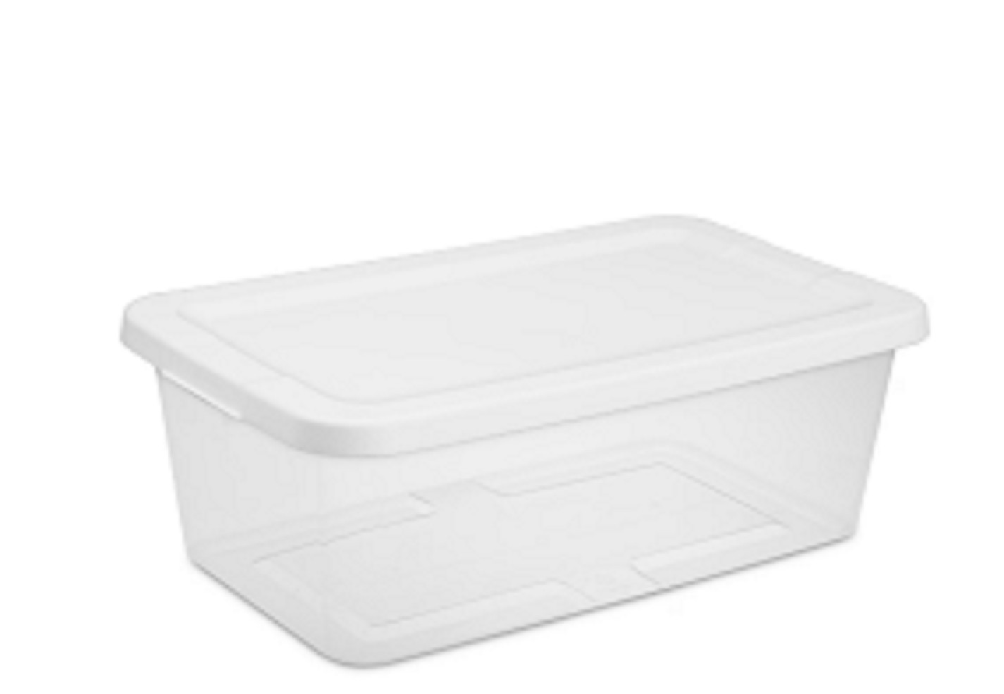 Sterilite 6 Qt Clear Storage Bin w/ Snap-On White Lid 2 Pack Plastic Container