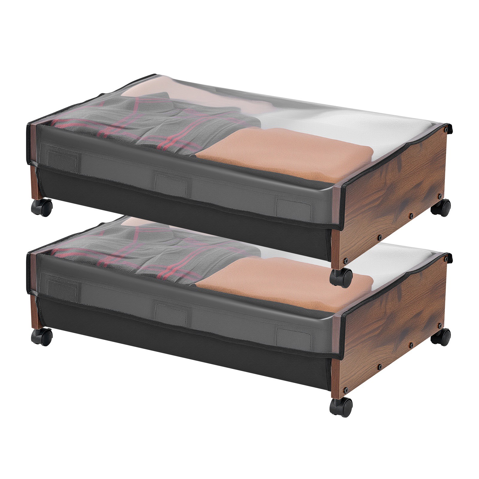 Uimoso Under Bed Storage w/ Wheels 25.6×18.1×7.1In Rolling Storage Bags 2 Pack