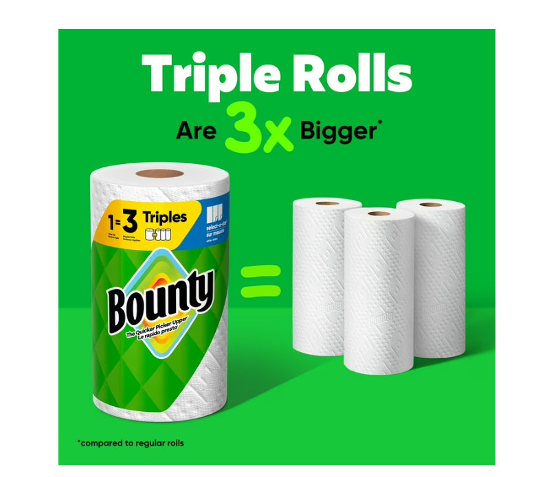 Bounty Paper Towels Select-A-Size White, 10 Triple Rolls, 123 Sheets Per Roll