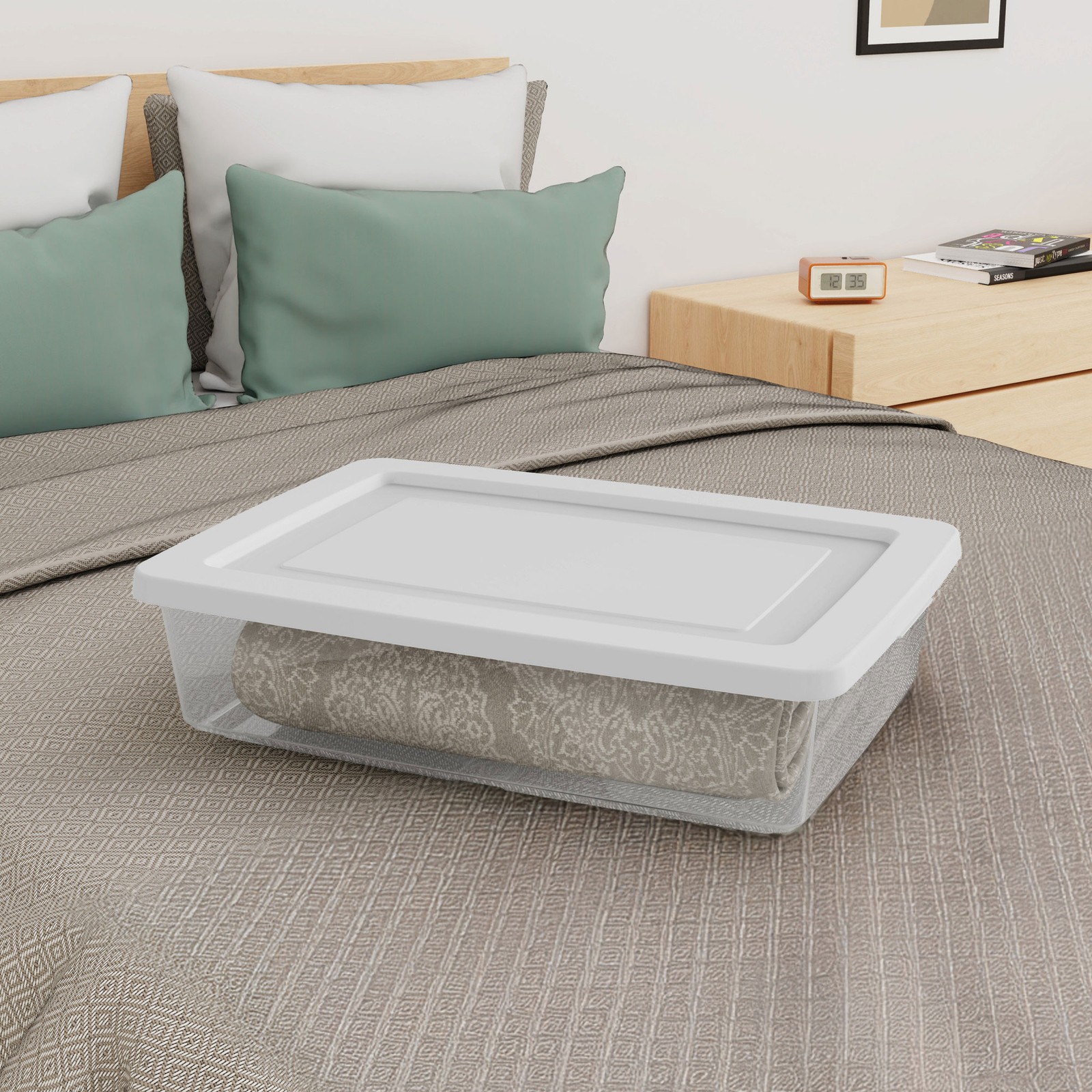 Sterilite 28 Qt Storage Box, Stackable Plastic Container Home Organizer, 10 Pack