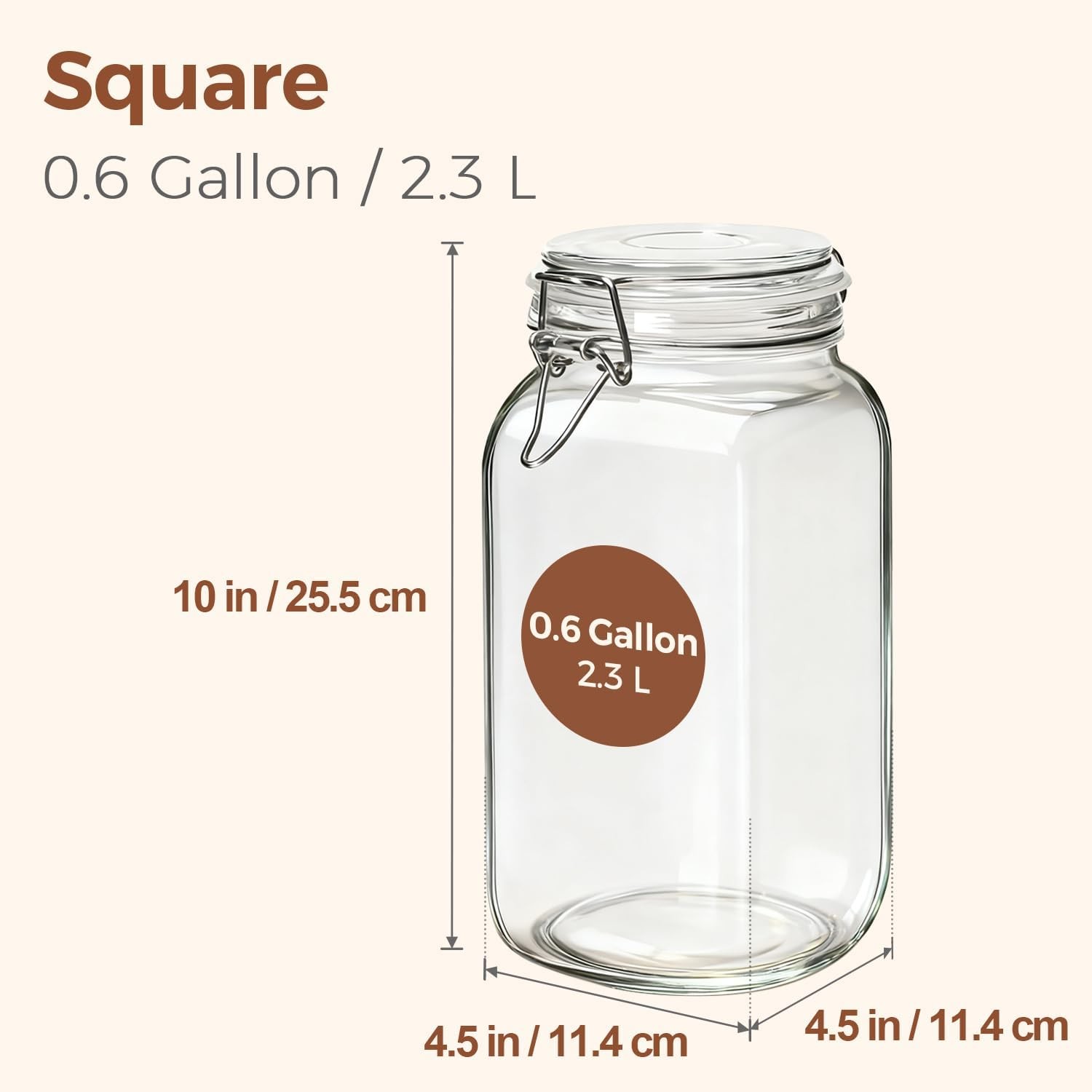 Large Square Glass Jars with Airtight Lids 78 oz 3 Pack Wide