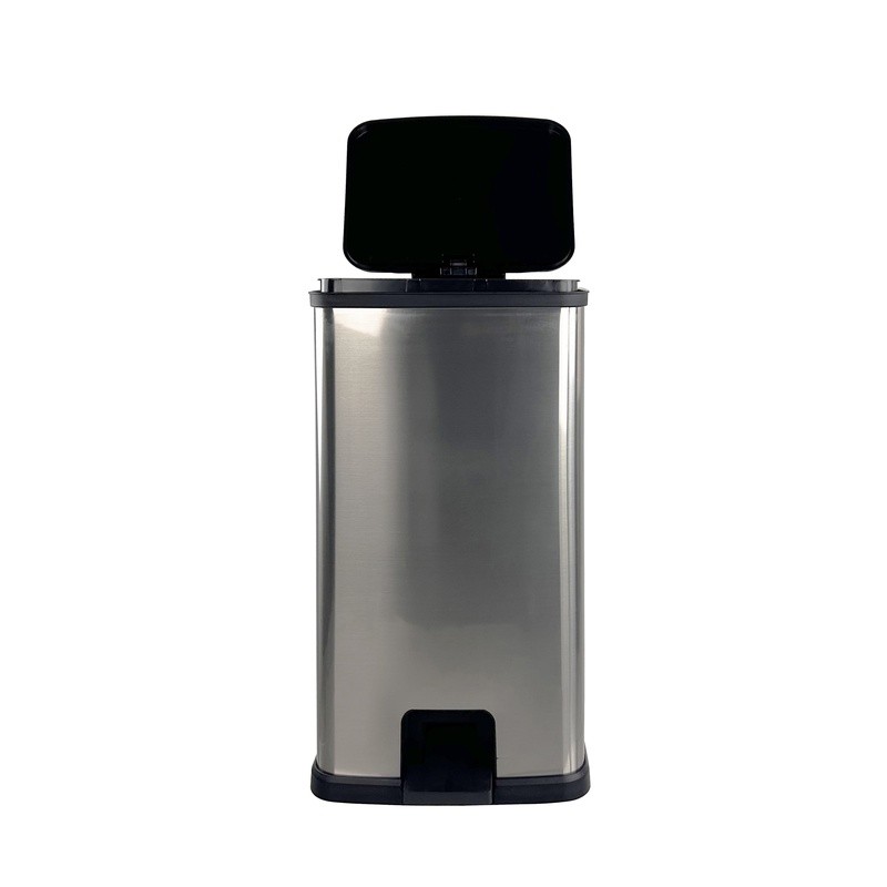 13 Gal Touchless Kitchen Trash Can Step Wastebasket Plastic W/ Lid Silver New