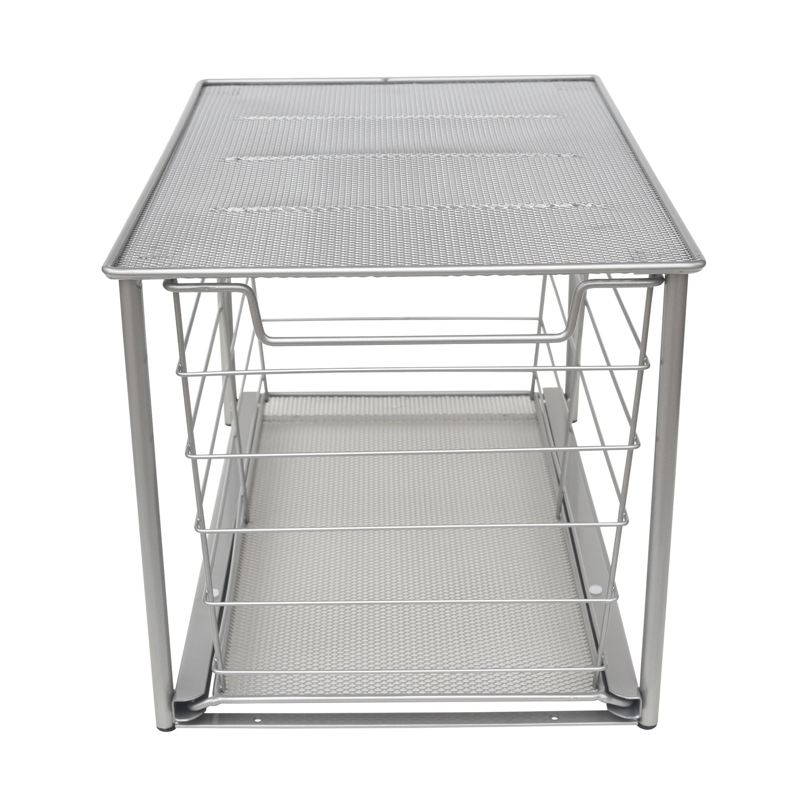 Large Stackable Slide-Out Drawer Organizer, Satin Nickel, 15″ x 10 ” X 9.3″