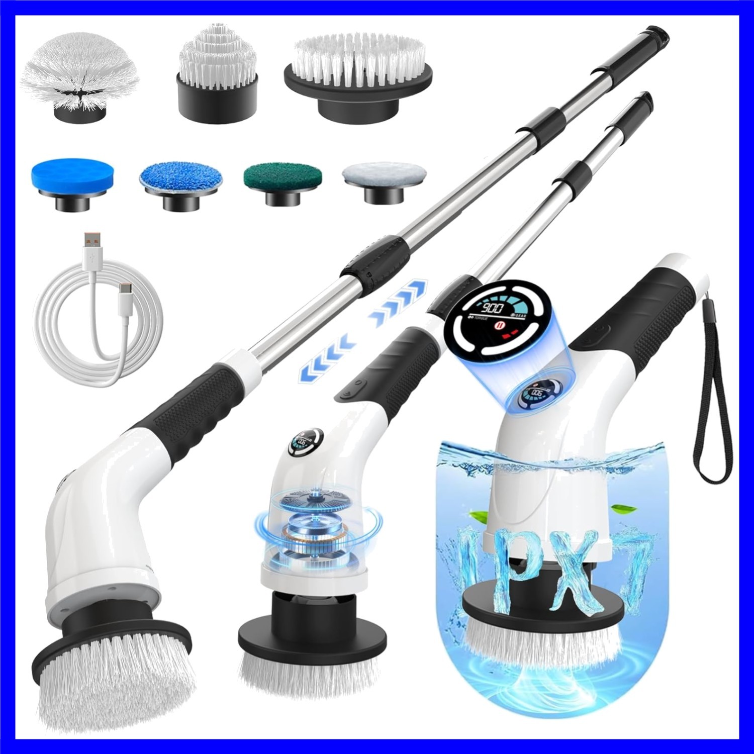 Electric Spin Scrubber, Cordless Cleaning Brush with 180 Min Runtime, 3-Speed…