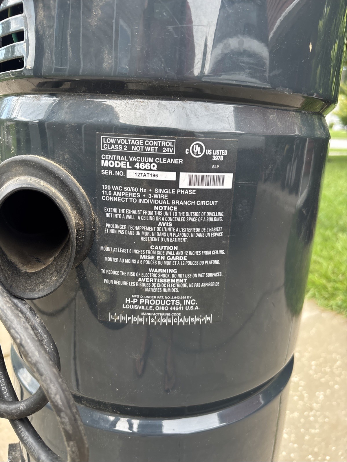 Vacuflo 466Q True Cyclonic Central Vacuum Power Unit