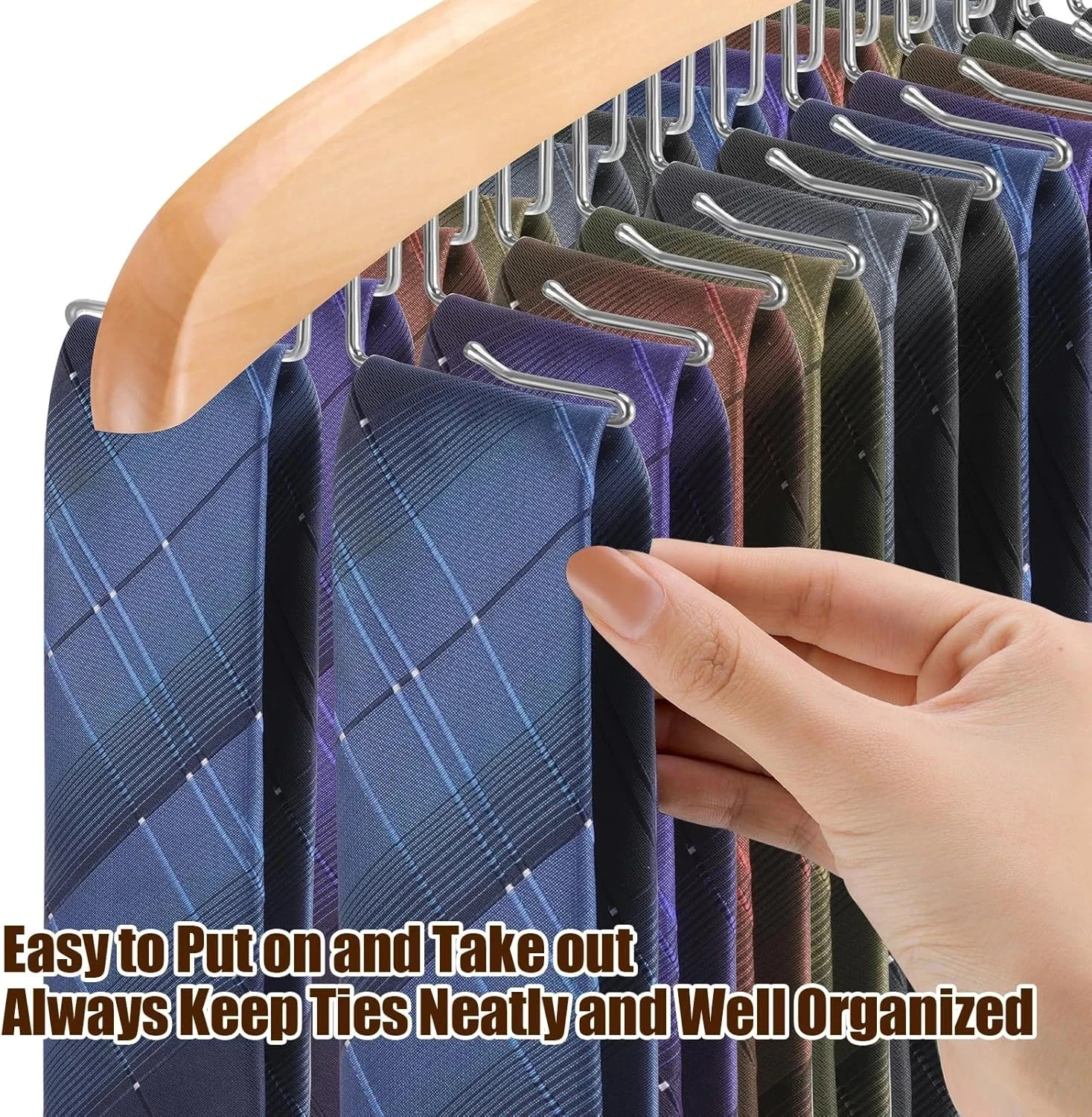 Tie Rack Hanger for Closet,360 Degree Rotating Tie Holder Organizer with 24 Fold
