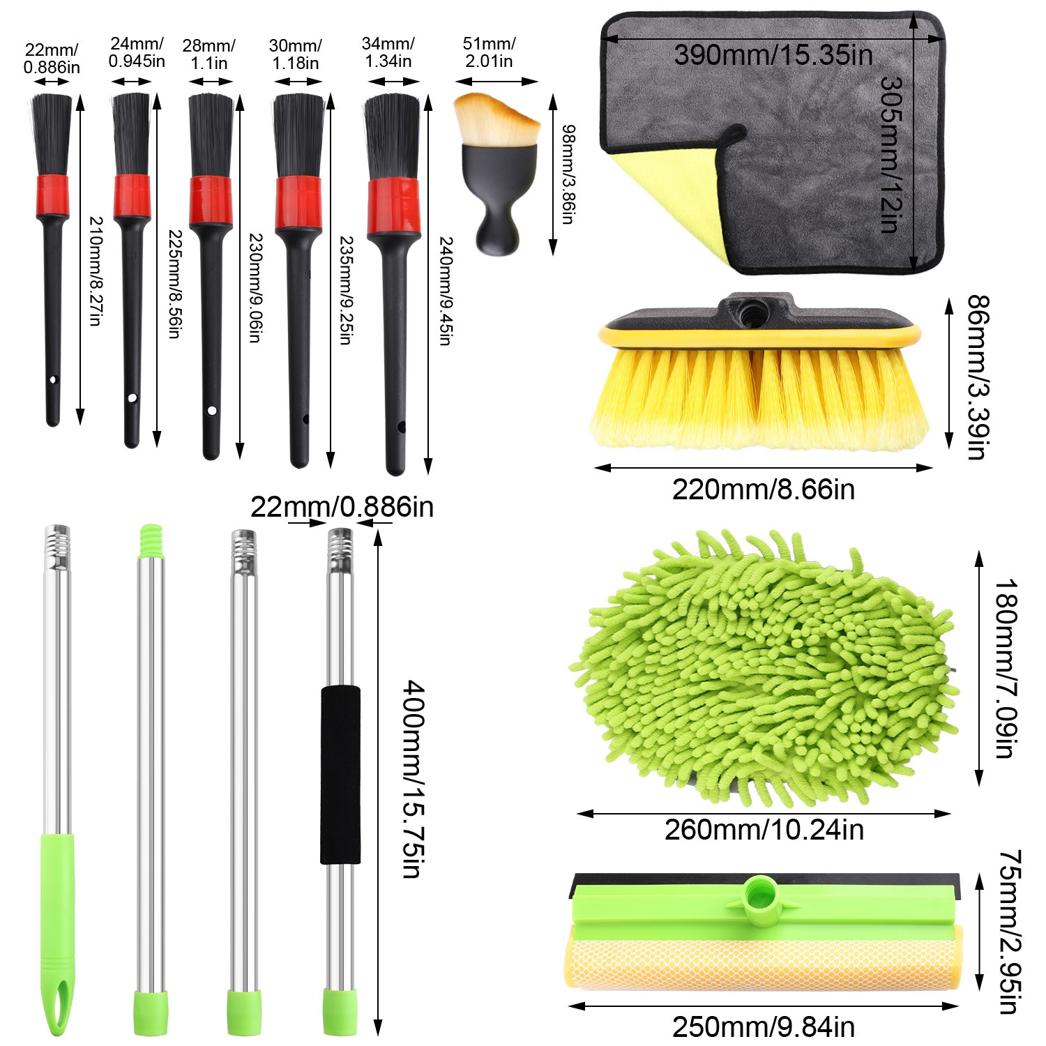 62″ Car Wash Brush with Long Handle, 12PCS for Car RV Truck Boat Wash