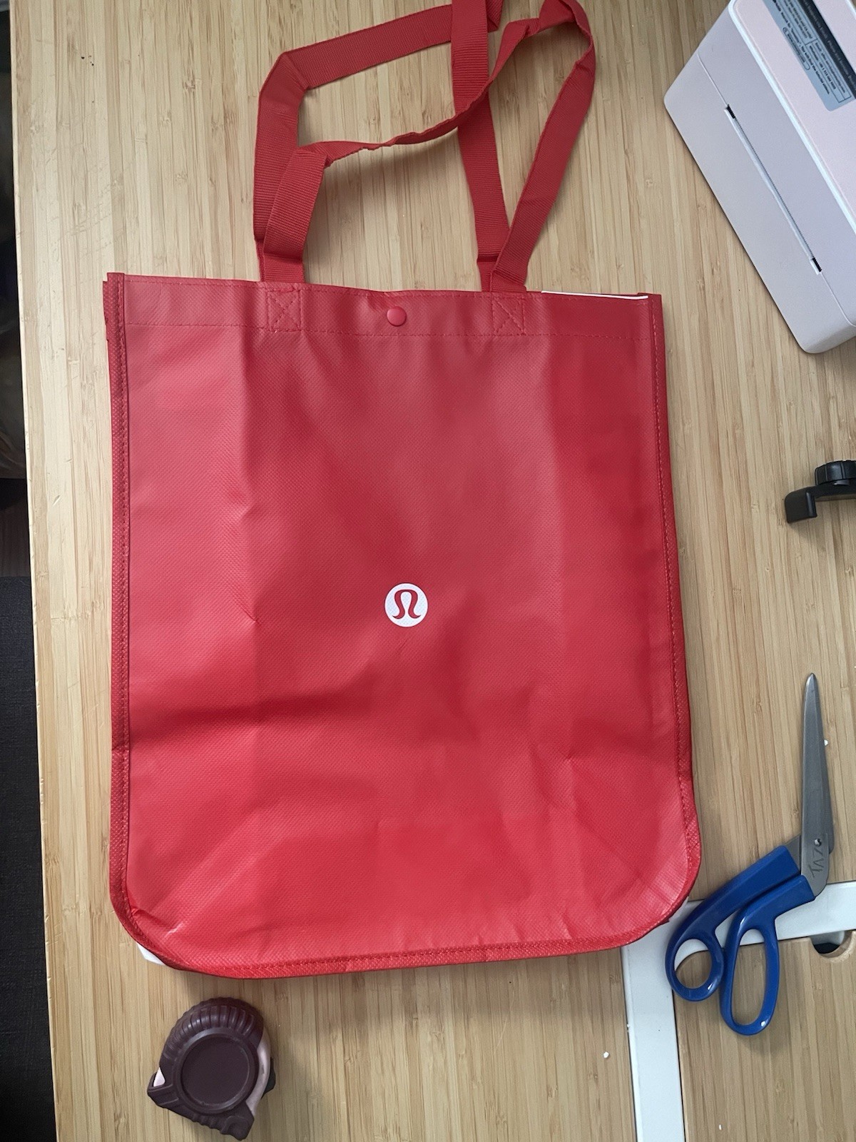 Lululemon Reusable Shopping Tote Bag Large Red With White Tote New