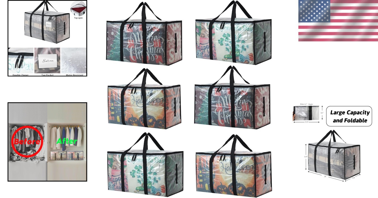 Heavy Duty Clear Plastic Storage Tote Bins with Lid 24.5 Gallon 93L 6 Pack