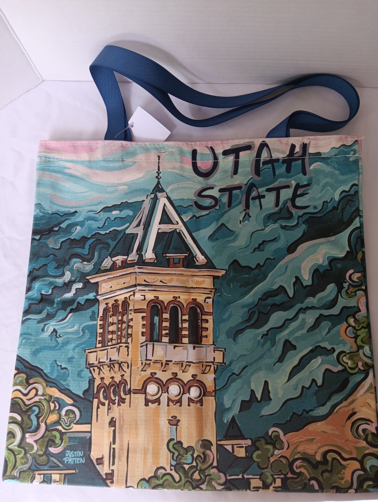 Utah State Reusable Canvas Slim Tote Bag All Over Print Nylon Handles New