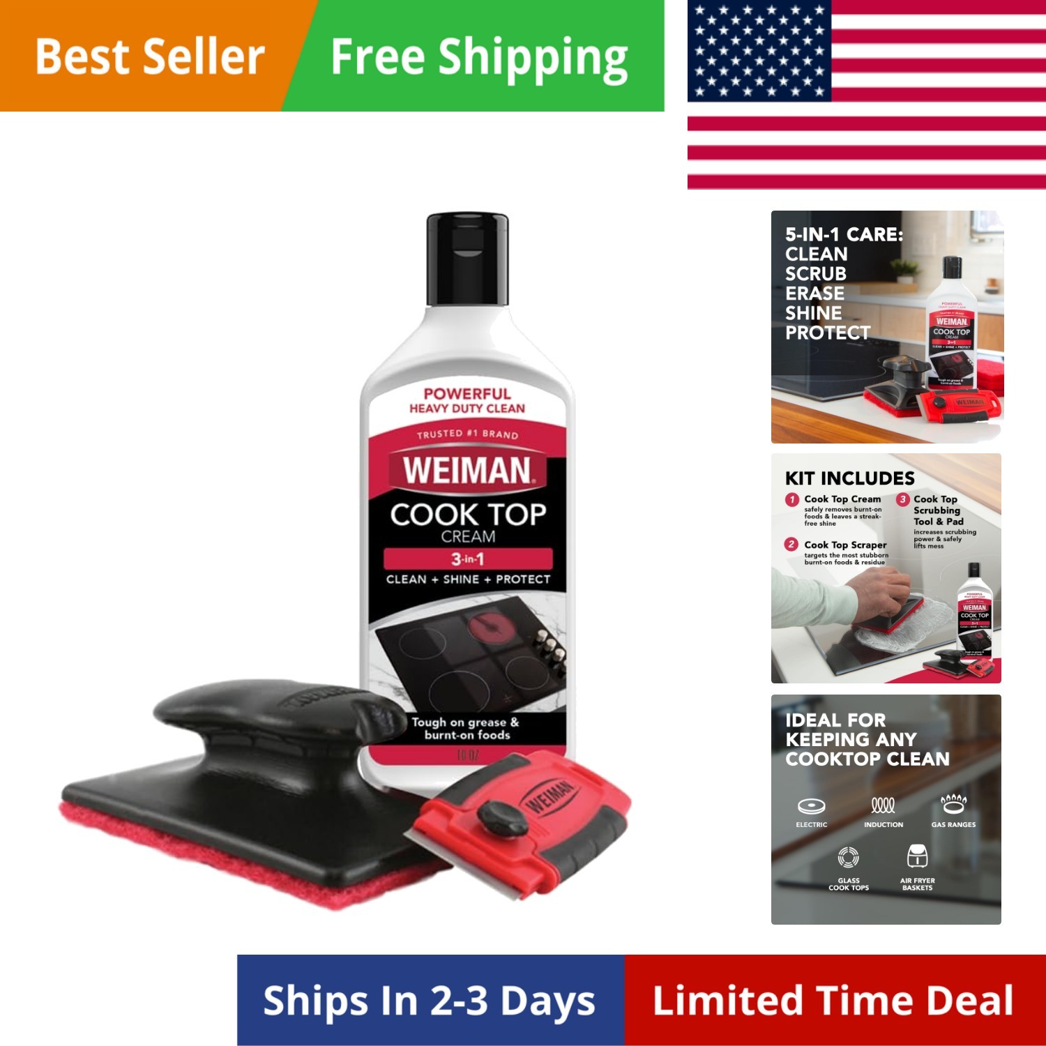 Glass & Ceramic Cooktop, Stove Top & Oven Cleaner Kit – Kitchen Cleaner Cream…