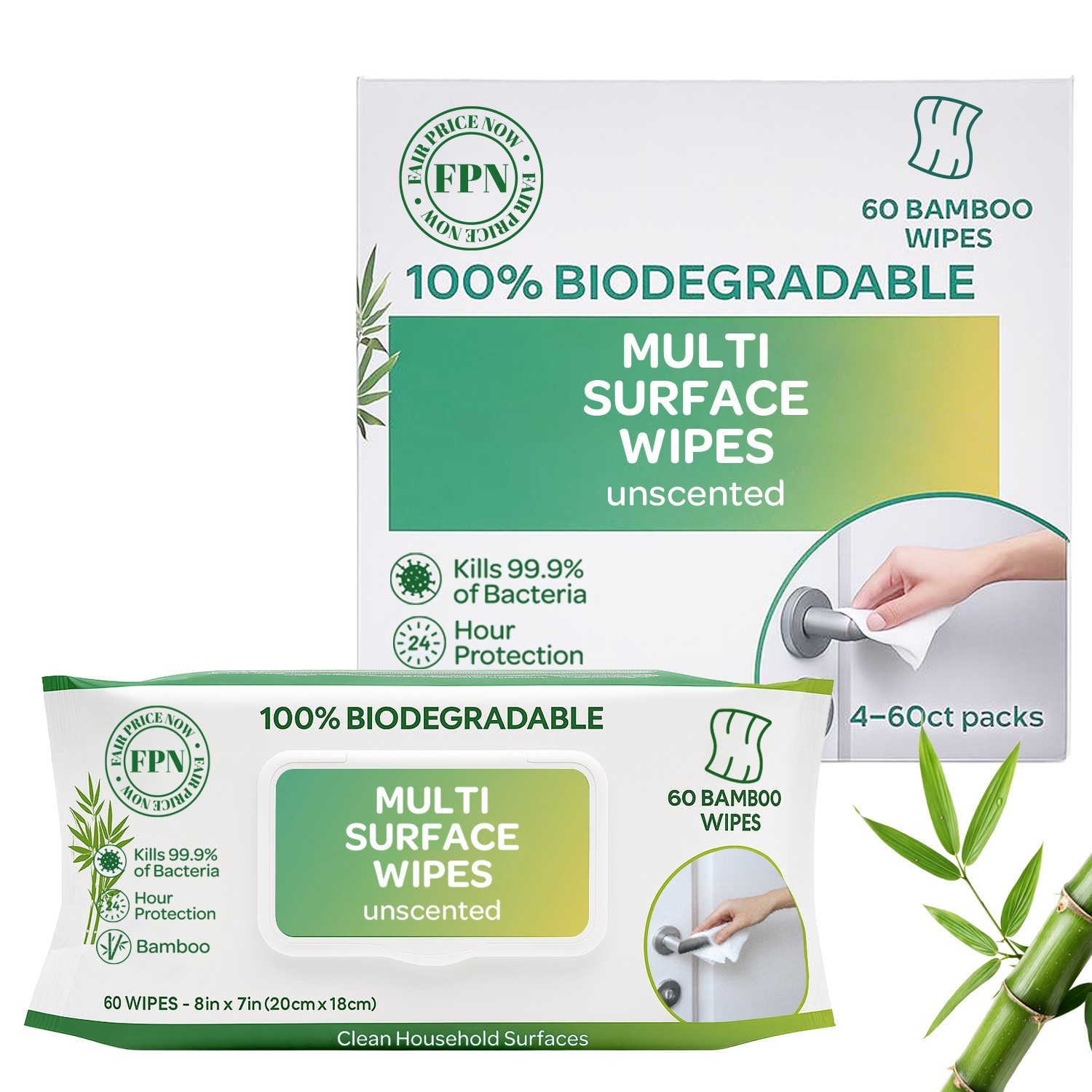 Multi-Surface Cleaning Wipes Bulk Unscented Large Wet Wipes 4 Pack 240 CT