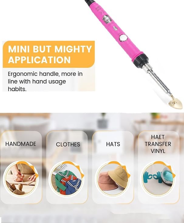 80W Hot Pink Mini Iron Adjustable Temperature Small Crafts Patches Clothes
