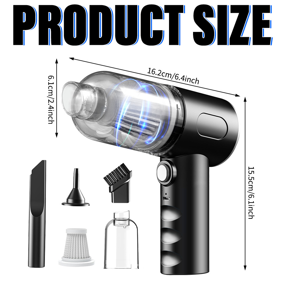 120W Cordless Car Vacuum Cleaner Powerful Suction Mini Dusts Buster Handheld