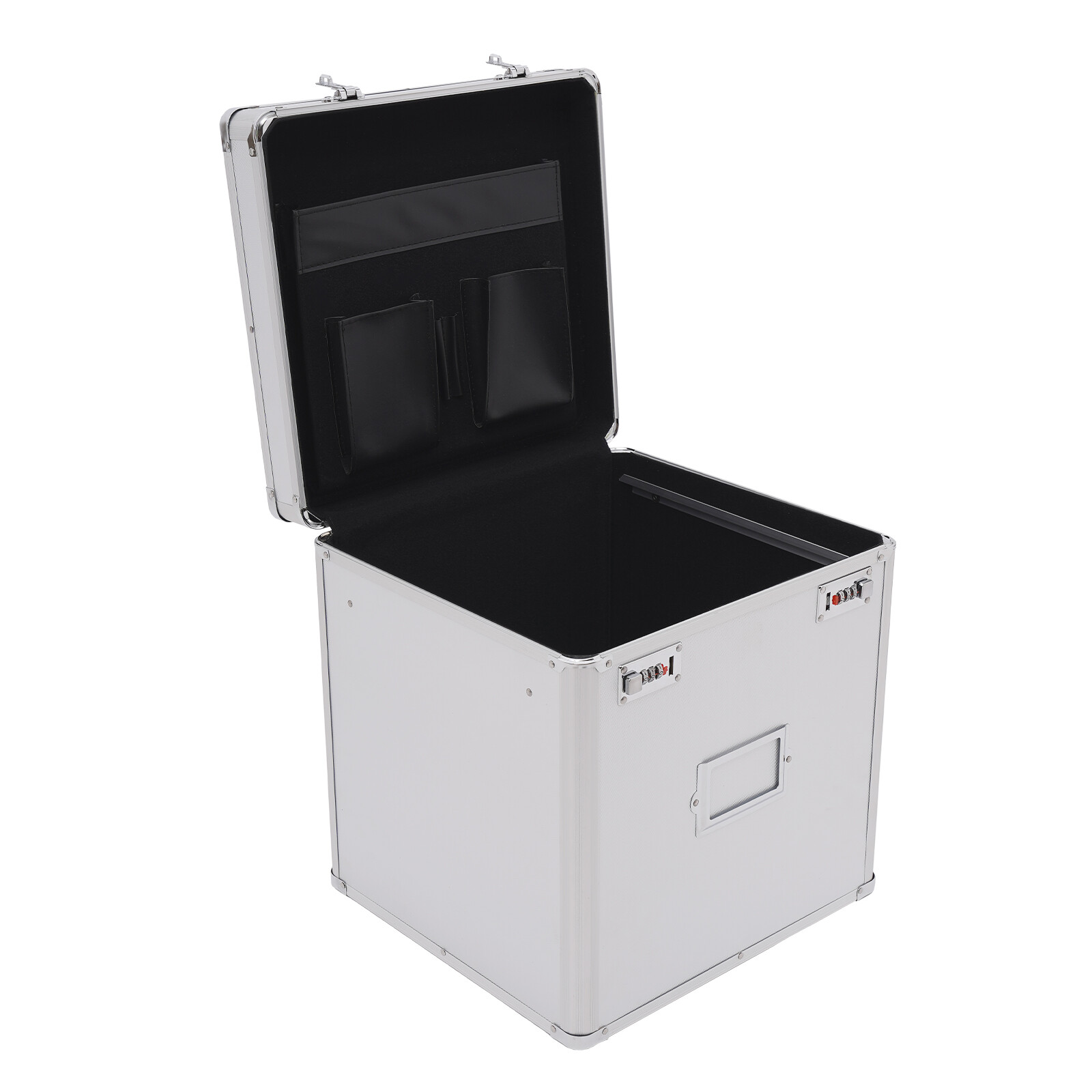 Tabletop Record Vinyl Carry Case Storage Box Locking with 50 Vinyl Record Silver