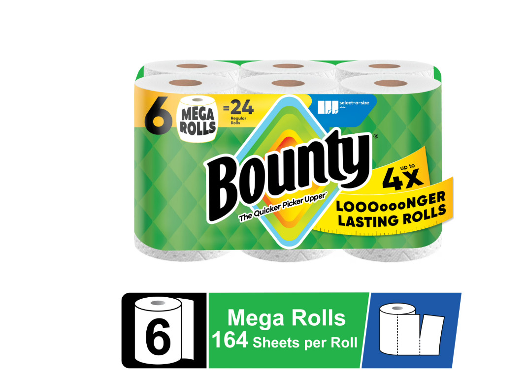Bounty Paper Towels Select-A-Size White, 6 Mega Rolls