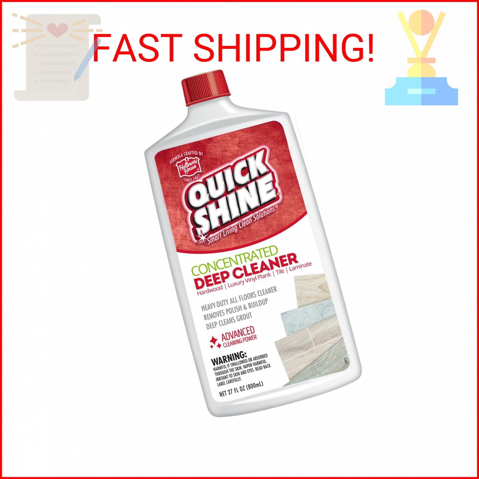 Quick Shine Multi Surface Deep Floor Cleaner and Remover 27oz | Removes Wax Buil