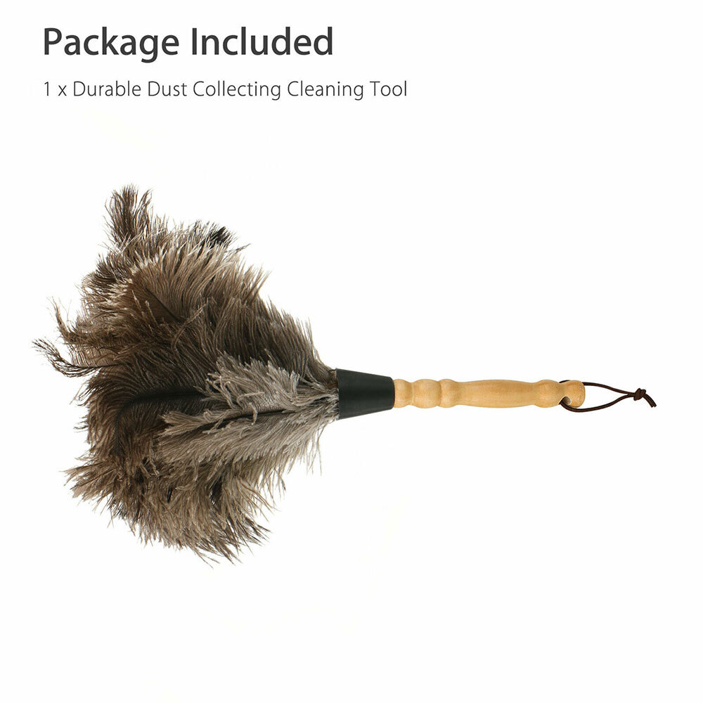 13″ Ostrich Feather Duster Durable Dust Collecting Cleaning Tool In Wool Shop^^