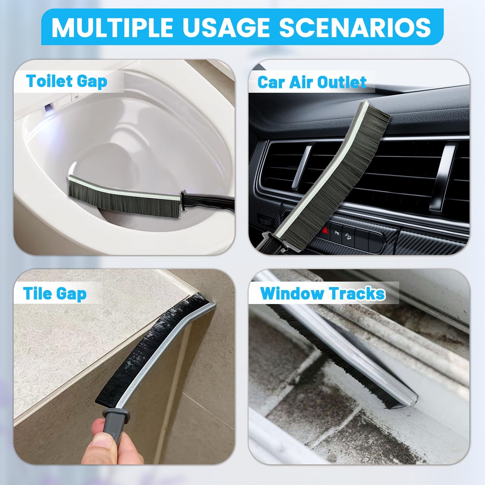 16Pcs Crevice Cleaning Brush Set, Hard Bristle Scrub Brushes Tools for Deep C…