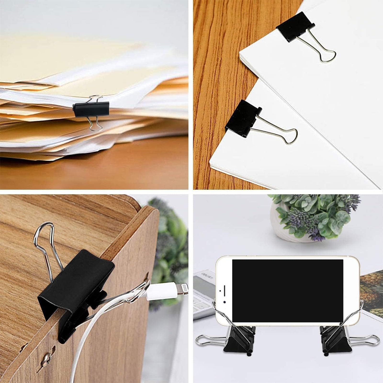 SANNIX 75 PCS Mini Binder Clips, 3/4 inch 19mm Clips 0.75 inch, Black